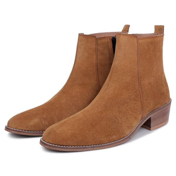 Ashford Shoes Cuban Heel Suede Boots with Zip Fastening