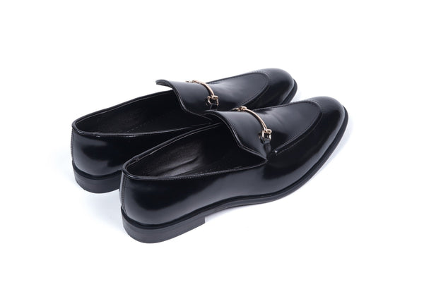 SMOOTH LEATHER SLIP ONS - BLACK - ashfordclothing