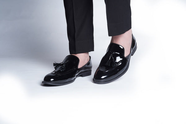 CLASSIC PATENT SLIP ONS WITH TASSELS - ashfordclothing
