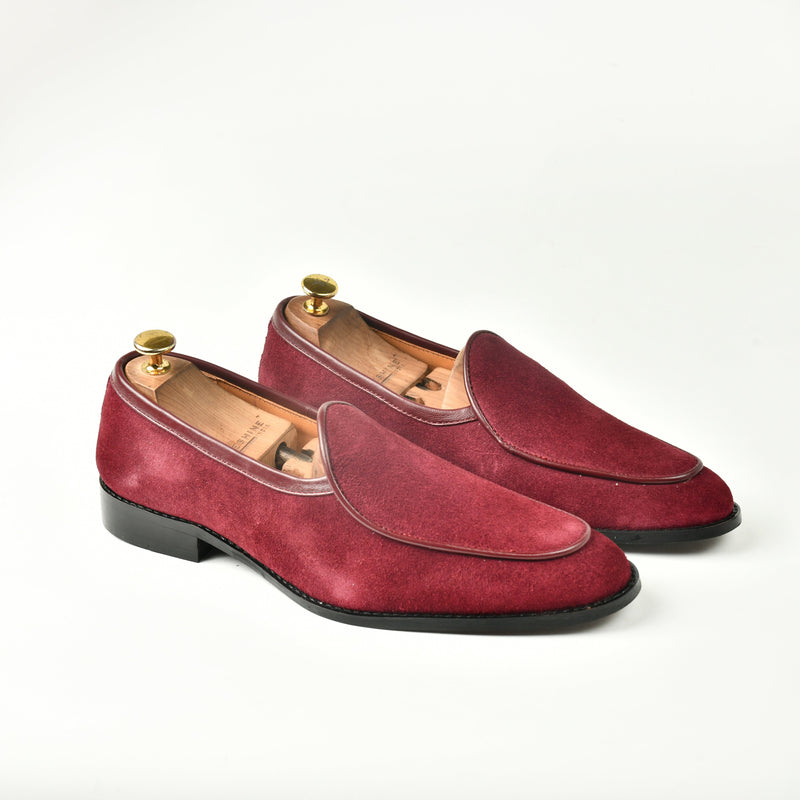 Belgian Suede Loafers - Maroon - ashfordclothing