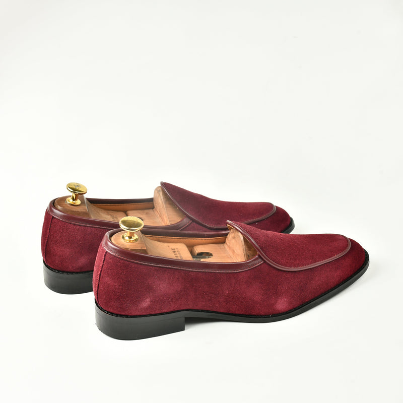 Belgian Suede Loafers - Maroon - ashfordclothing