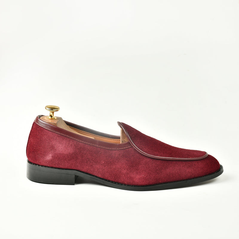 Belgian Suede Loafers - Maroon - ashfordclothing