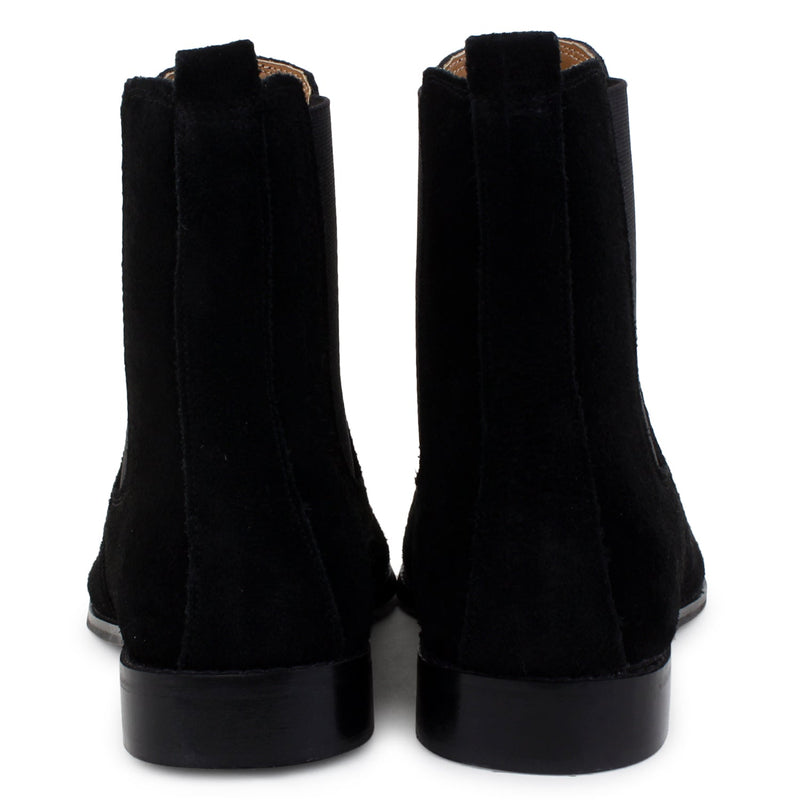 Italian Suede Leather Boots - Black - ashfordclothing
