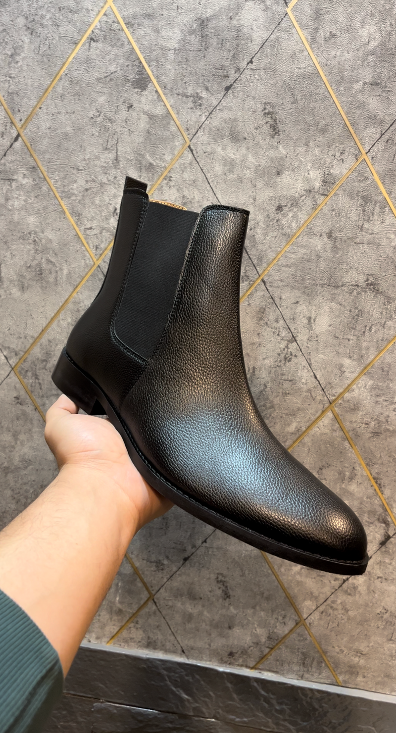 Carlo Boots in Milled Leather - Black - ashfordclothing